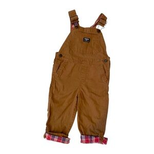 OSHKOSH BGOSH Overallss Pants Khaki Tan Plaid Pants Workwear Cuffs Bibs